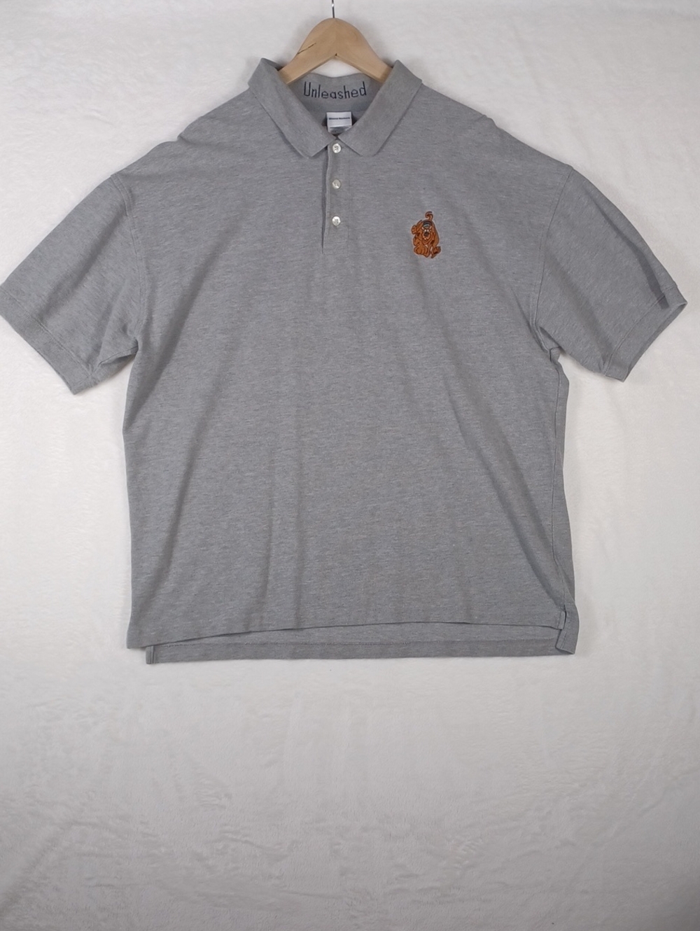 Hanna-Barbera Mens Gray Polo with 'Unleashed' Neck Detail